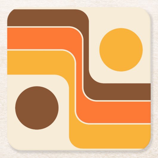 Mod 1970s Retro Style Geometric Design Rechteckiger Pappuntersetzer (Vorderseite)