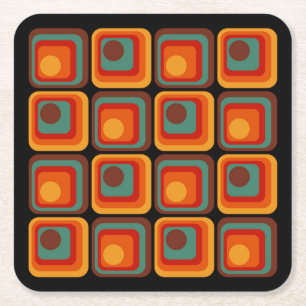 Mod 1970s Retro Style Geometric Design Rechteckiger Pappuntersetzer