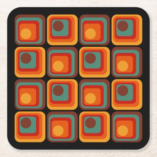Mod 1970s Retro Style Geometric Design Rechteckiger Pappuntersetzer (Vorderseite)