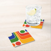 Mod 1970s Retro Style Geometric Design Rechteckiger Pappuntersetzer (Vor Ort)