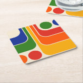 Mod 1970s Retro Style Geometric Design Rechteckiger Pappuntersetzer (angewinkelt)