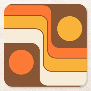 Mod 1970s Retro Style Geometric Design Rechteckiger Pappuntersetzer