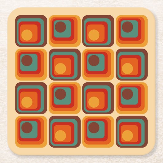 Mod 1970s Retro Style Geometric Design Rechteckiger Pappuntersetzer (Vorderseite)