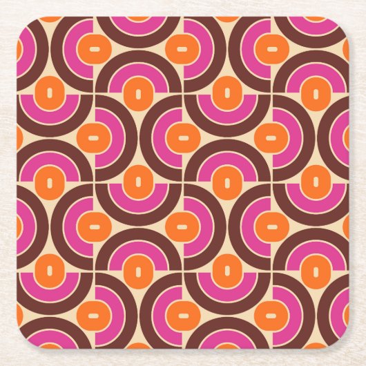 Mod 1970s Retro Style Geometric Design Rechteckiger Pappuntersetzer (Vorderseite)