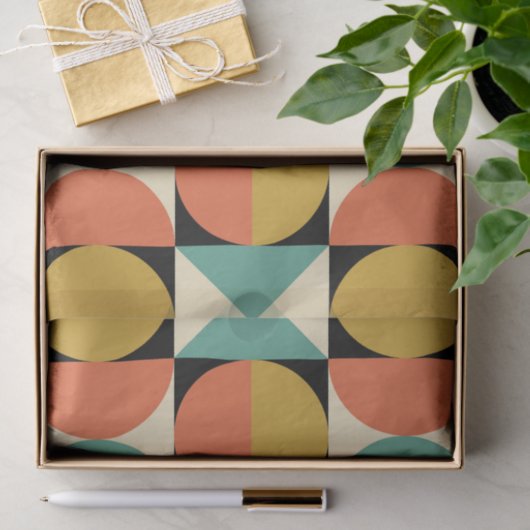 Mod 1970s Retro Style Geometric Design Seidenpapier (Geschenk)