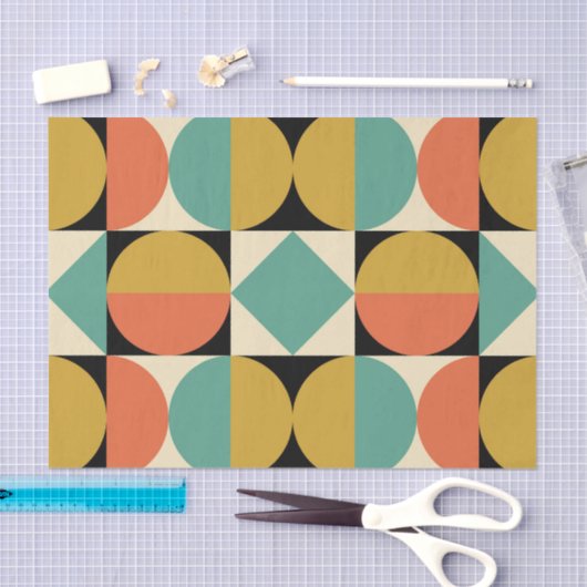 Mod 1970s Retro Style Geometric Design Seidenpapier (Handwerk)