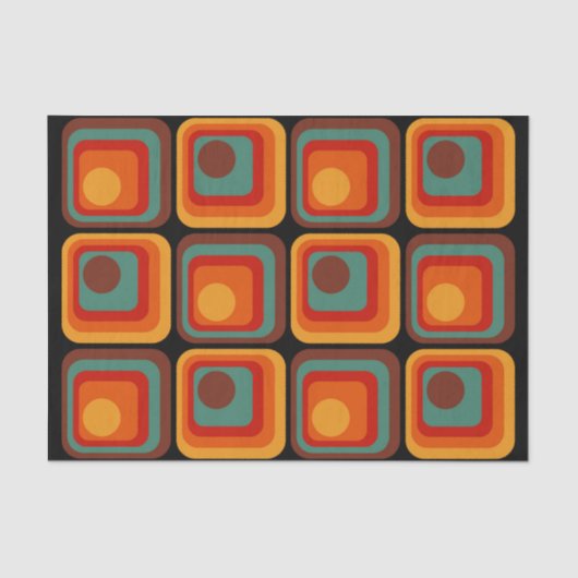 Mod 1970s Retro Style Geometric Design Seidenpapier (Vorderseite)