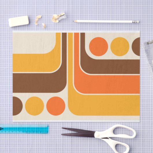 Mod 1970s Retro Style Geometric Design Seidenpapier (Handwerk)