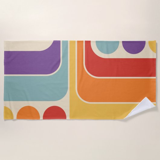 Mod 1970s Retro Style Geometric Design Strandtuch (Vorderseite)