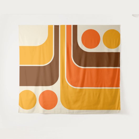 Mod 1970s Retro Style Geometric Design Wandteppich (Vorderseite (Horizontal))