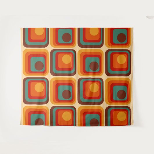 Mod 1970s Retro Style Geometric Design Wandteppich (Vorderseite (Horizontal))