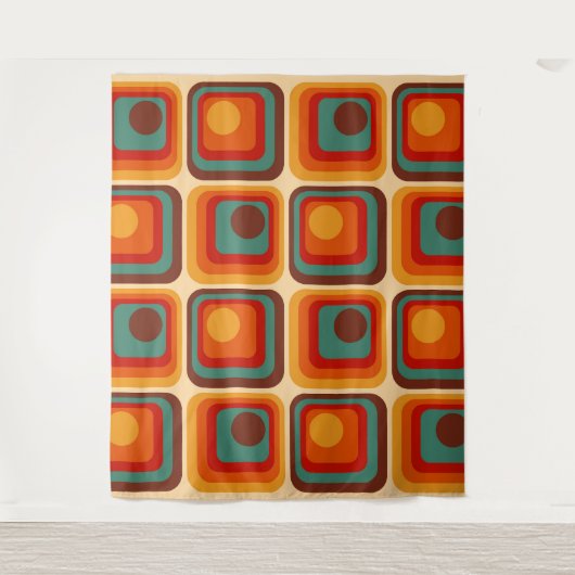 Mod 1970s Retro Style Geometric Design Wandteppich (Vorderseite)