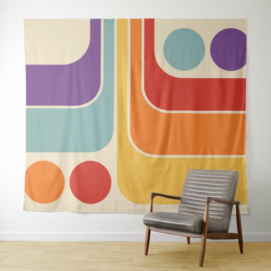 Mod 1970s Retro Style Geometric Design Wandteppich (Beispiel (Horizontal))