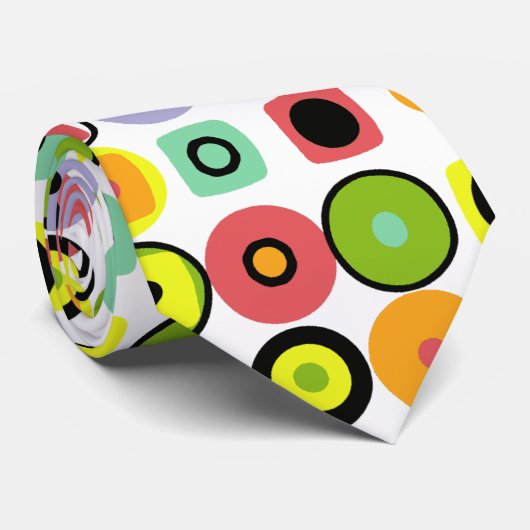 Mod 60er Retro Print Krawatte (Gerollt)