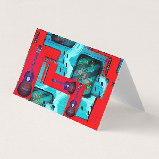 Mod Abstrakt Collage Guitar Lektionen/Musik Visitenkarten (Vorderseite)