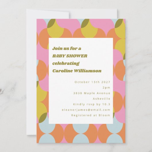 Mod Abstrakt Geometrische Babydusche aus der Mitte Einladung (Vorderseite)
