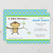 Mod-Affe-Baby-Duschen-Einladungen - Blau Einladung (Vorne/Hinten)