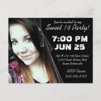 Mod Angle Velvet Ribbon Foto Sweet 16 Party Einladung