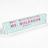 Mod Aqua Geometric Wave Pattern Teacher Namensplakette