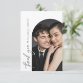 Mod Arch Foto Schwarz-Weiß-Hochzeit Dankeskarte (Stehend Vorderseite)