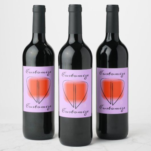 Mod Art Heart Custom Wine Label Weinetikett (Flaschen)