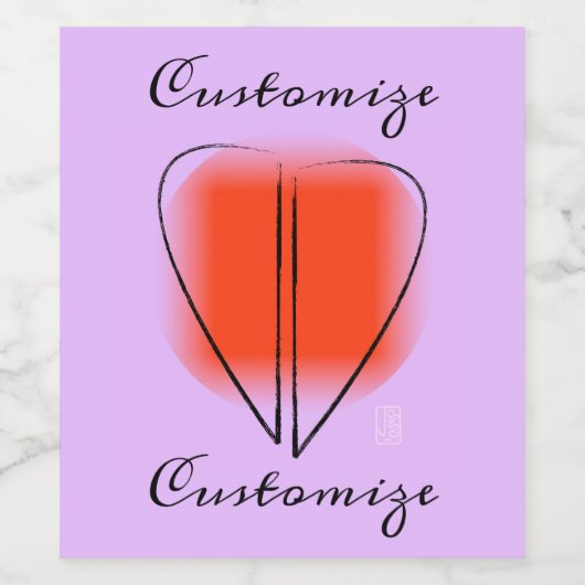 Mod Art Heart Custom Wine Label Weinetikett (Einzelnes Label)