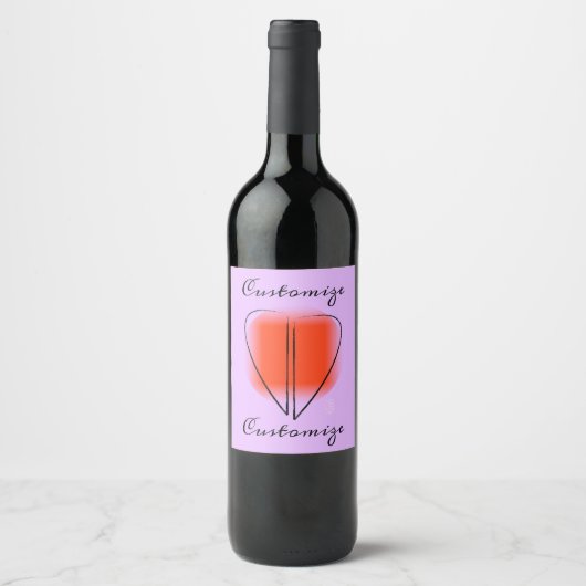 Mod Art Heart Custom Wine Label Weinetikett (Vorderseite)