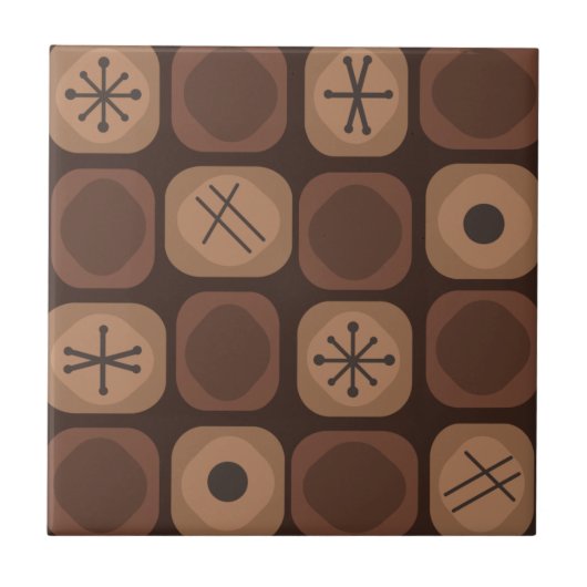 Mod Art Soft Cubes Brown aus den 1950er Jahren Fliese (Vorderseite)