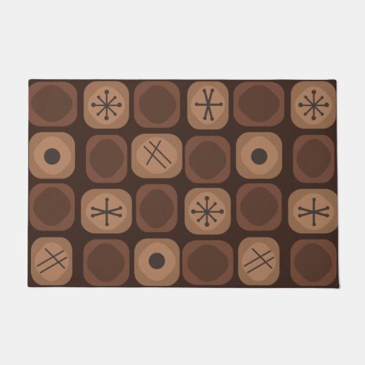 Mod Art Soft Cubes Brown aus den 1950er Jahren Fußmatte (Vorderseite)