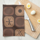 Mod Art Soft Cubes Brown aus den 1950er Jahren Geschirrtuch (Viertel Falte)