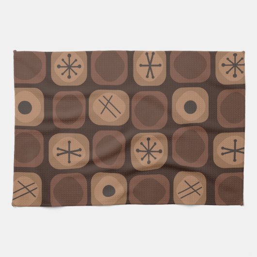 Mod Art Soft Cubes Brown aus den 1950er Jahren Geschirrtuch (Horizontal)