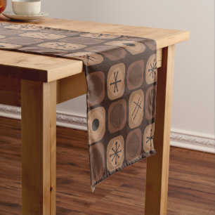 Mod Art Soft Cubes Brown aus den 1950er Jahren Kurzer Tischläufer
