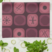 Mod Art Soft Cubes Burgundy aus den 50er Jahren Geschirrtuch (Gefaltet)