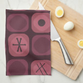 Mod Art Soft Cubes Burgundy aus den 50er Jahren Geschirrtuch (Viertel Falte)