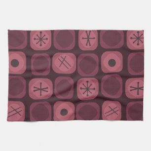 Mod Art Soft Cubes Burgundy aus den 50er Jahren Geschirrtuch