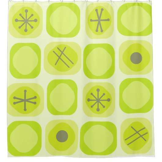 Mod Art Soft Cubes Chartreuse der 50er Jahre Duschvorhang (Vorderseite)