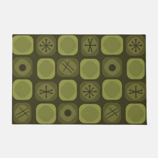 Mod Art Soft Cubes Olive Green aus den 50er Jahren Fußmatte (Vorderseite)