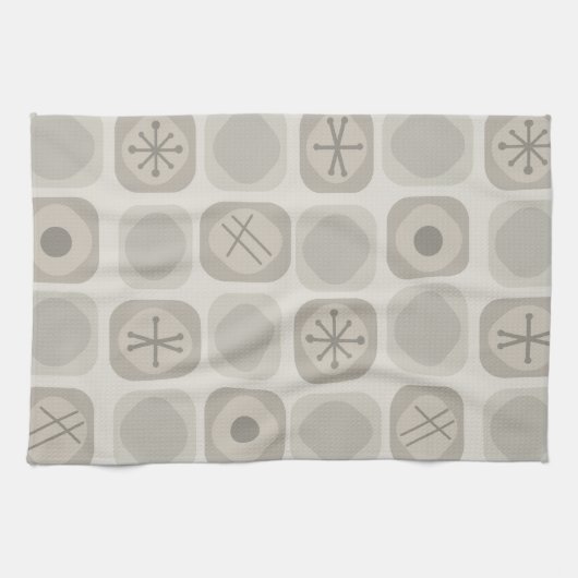 Mod Art Soft Cubes Taupe aus den 50er Jahren Geschirrtuch (Horizontal)