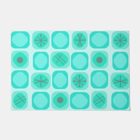 Mod Art Soft Cubes Turquoise der 50er Jahre Fußmatte (Vorderseite)