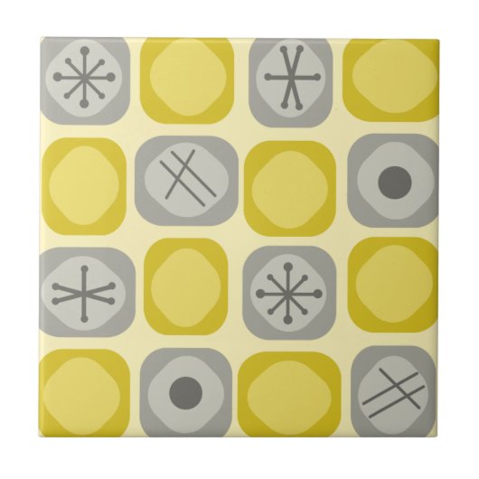 Mod Art Soft Cubes Yellow Grey aus den 50er Jahren Fliese (Vorderseite)
