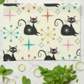 Mod Atome Katzen aus der Mitte des Jahrhunderts mi Geschirrtuch (Gefaltet)