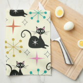 Mod Atome Katzen aus der Mitte des Jahrhunderts mi Geschirrtuch (Viertel Falte)