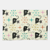 Mod Atome Katzen aus der Mitte des Jahrhunderts mi Geschirrtuch (Horizontal)