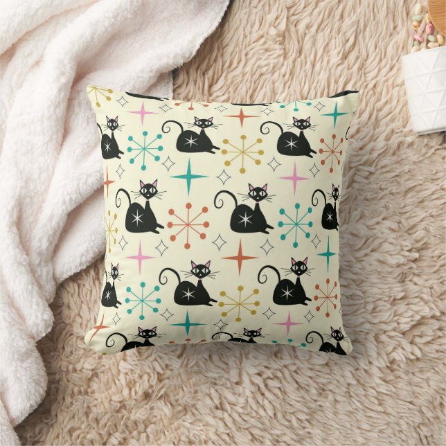Mod Atome Katzen aus der Mitte des Jahrhunderts mi Kissen (Decke)