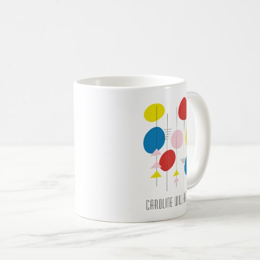 Mod Atome Kunst des Mittelalters in Rot Personalis Kaffeetasse (VorderseiteRechts)