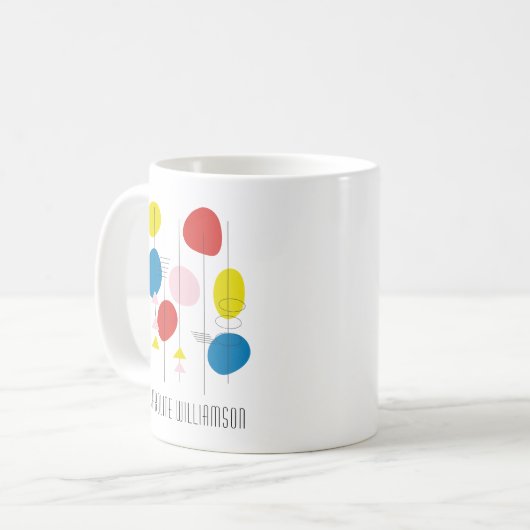 Mod Atome Kunst des Mittelalters in Rot Personalis Kaffeetasse (Vorderseite Links)