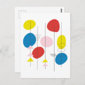 Mod Atomkunst des Mitteljahrhunderts in Rot-Gelb u Postkarte (Vorne/Hinten)