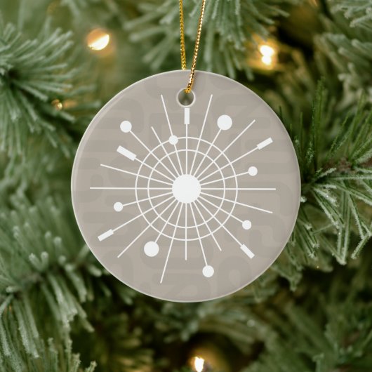 Mod Atomsputnik-Weihnachtsschneeflocke im Mittelal Keramik Ornament (Baum)