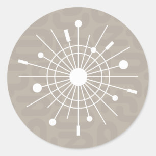 Mod Atomsputnik-Weihnachtsschneeflocke im Mittelal Runder Aufkleber