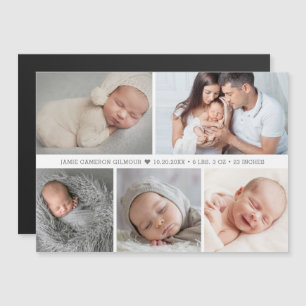 Mod Baby Boy Heart Foto Collage Geburtsstatistiken Magnetkarte